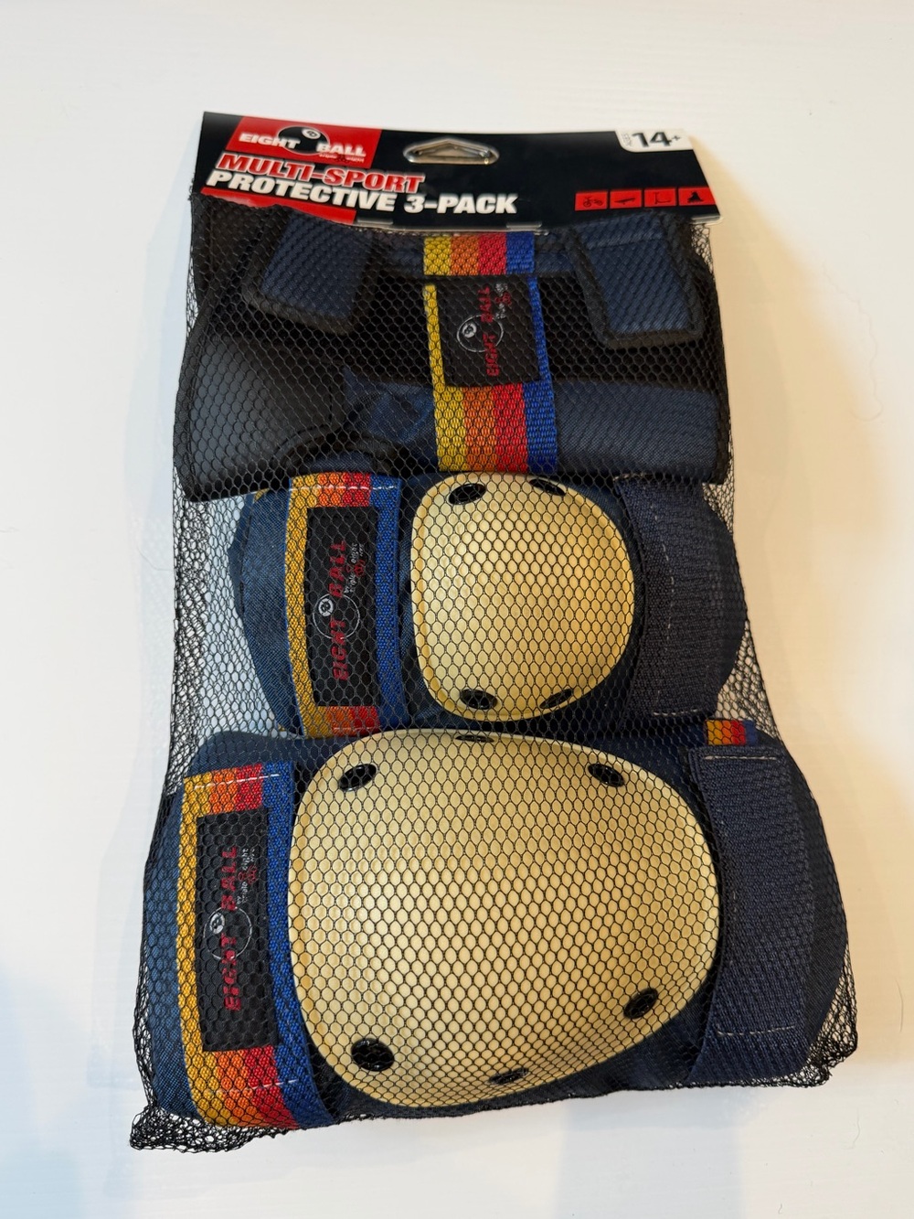 Kids Multi-Sport Protective 3-Pack Knee Elbow Wrist Pads - Navy/Yellow